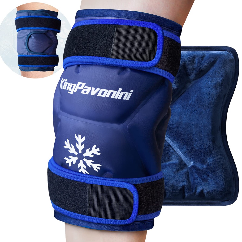 KingPavonini XXL Pack Ice Pack owinięty wokół całego kolana po operacji, Duży wielokrotnego użytku żel Ice Pack dla urazów, ulga bólowa, obrzęk, urazów sportowych, 1 Pack (niebieski)