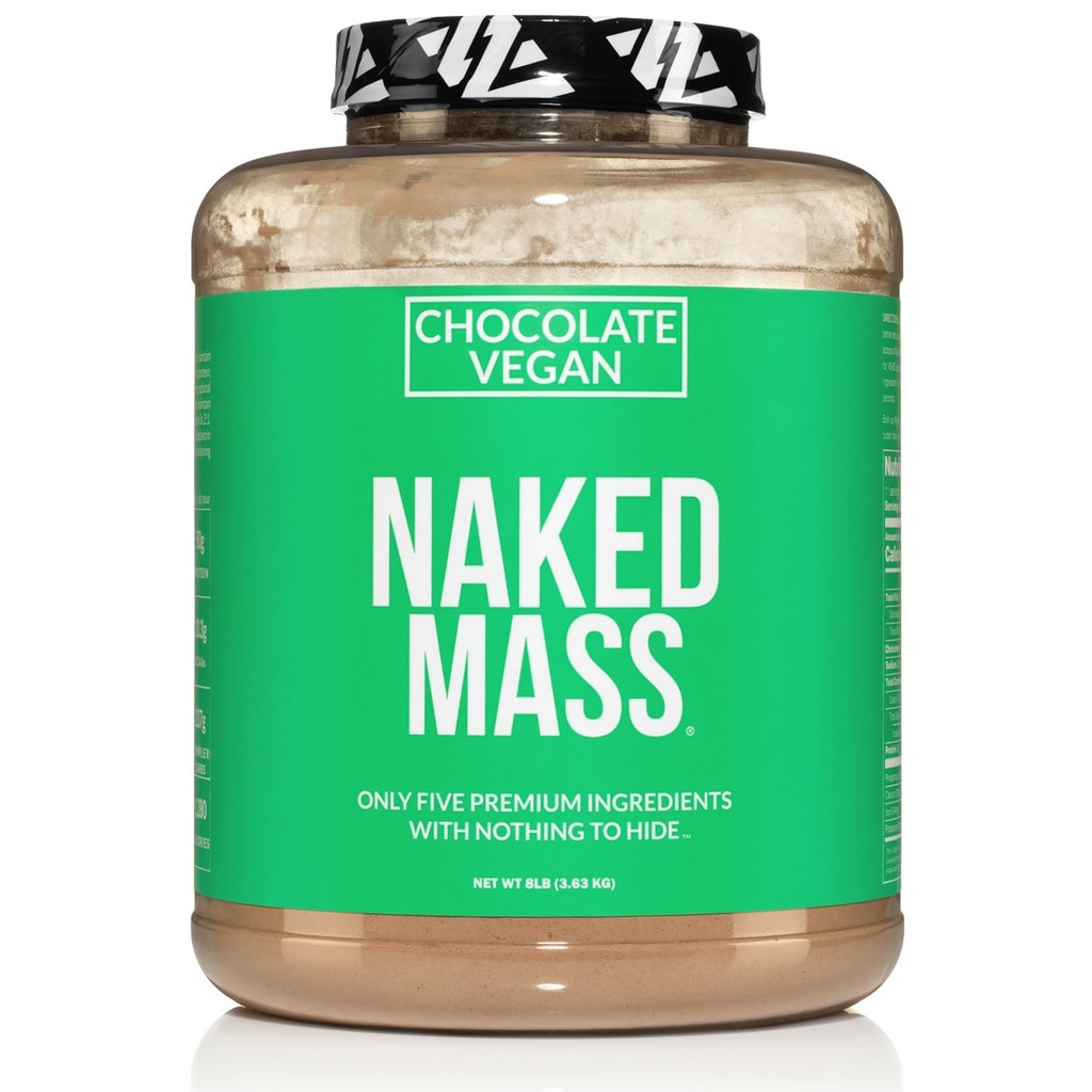 Naked Wegan Mass - Wegan czekoladowy Gainer Waga - 1.280 Kalorie, Non-GMO, Soy & Gluten Free, Brak sztucznych składników - 8LB luzem - 11 Słupki