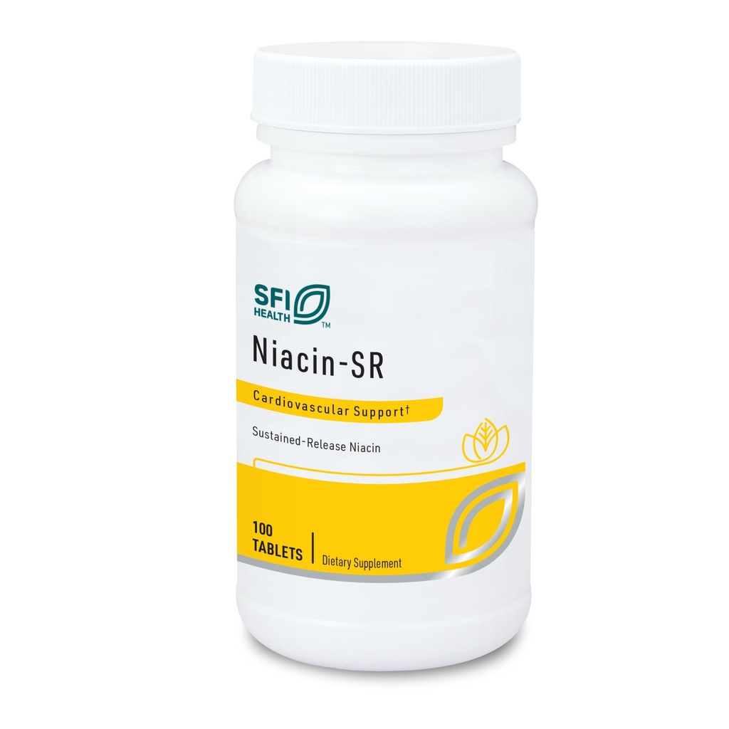 Klaire Labs SFI Health Niacin- SR - 500 Milligrams Trwałe uwalnianie Witamina B3, aby pomóc uniknąć Flush, Dostosowana dawka i hipoalergiczne (100 łyżeczki)