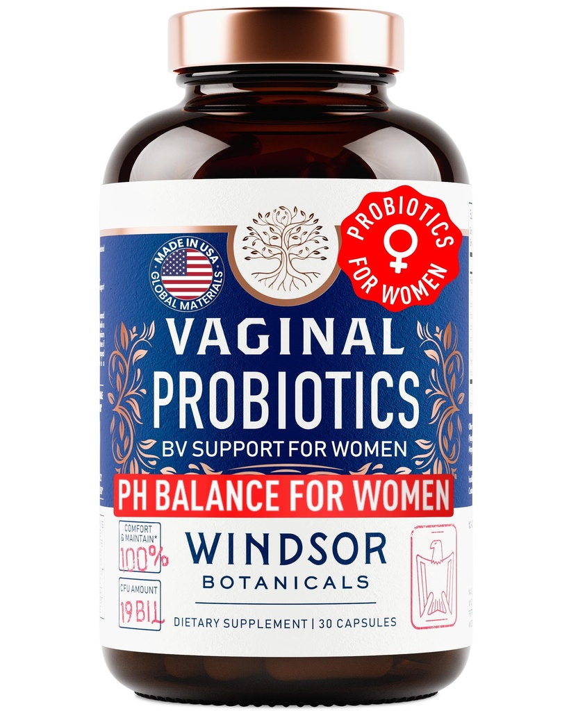 Probiotyki waginalne dla kobiet - 19Bil CFU, 15- Strein Lactobacillus Probiotic dla równowagi PH, Wsparcie trakcji moczu, Odor & Yeast Health - Kompleks równowagi dla kobiet BV Suplementy wsparcia - 30 Vegan Caps