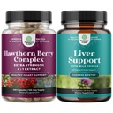 Zestaw dodatkowych sił Hawthorn Berry Kapsułki - Wyciąg trawienie i suplement zdrowia serca i czyszczenia wątroby i Detox & Repair Formuła - Herbal Liver Support Supplement