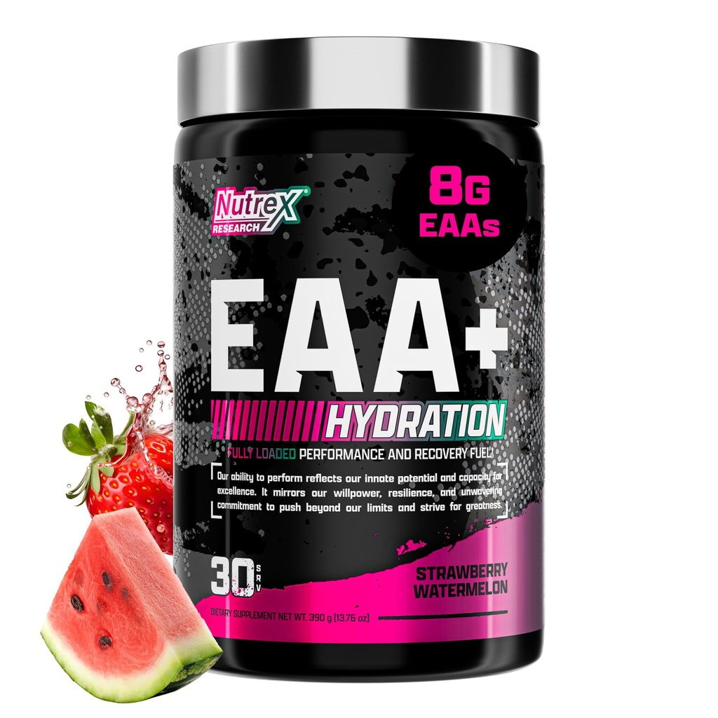 Nutrex Research EAA Hydration 124; EAA + BCAA Powder Wedding 124; Muscle Recovery, Strength, Muscle Building, Endurance Acids 124; 8G Essential Amino Acids + Electrolytes Acids 124; Strawberry Arbun 30 Serving