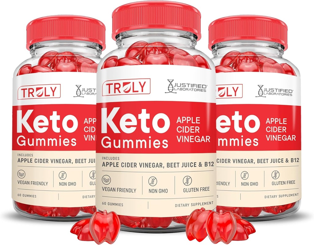 (3 Pack) Truly Keto ACV Gummies Advanced Formula 1000MG Truly Keto Gummies Jabłkowe cydr Octan sproszkowany z Granatu Sok z buraków B12 Vegan Non GMO 180 Gummys
