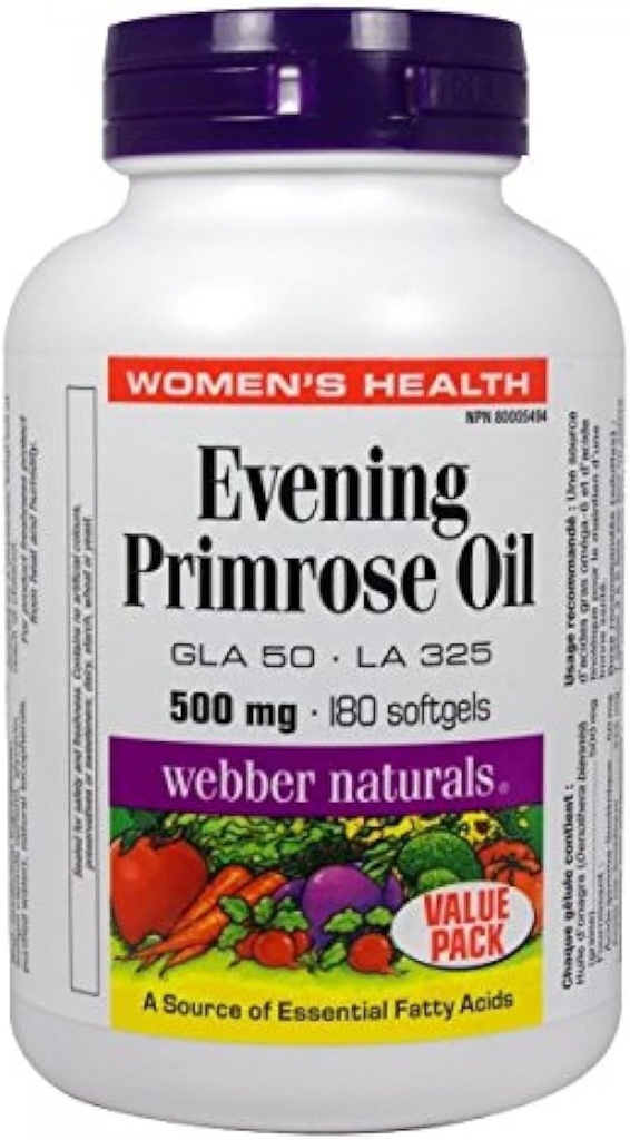 Webber Naturalsgetting Wieczór Primrose Oil 500mg 180 softgels