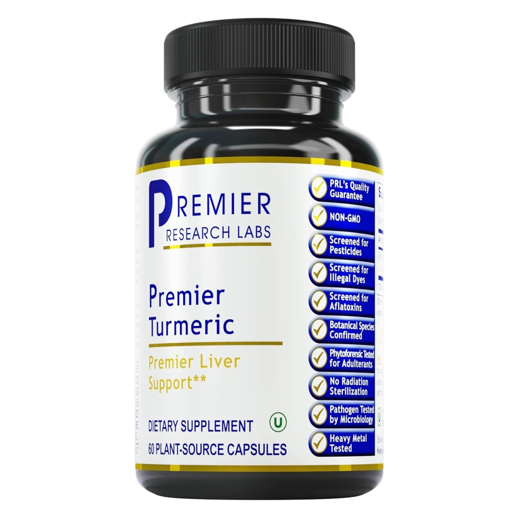 Premier Research Labs Premier Turmeric Kapsułki - Kurkumina Kurkumina suplement, Wspieranie wątroby, 500 mg Curcuma Per kapsułki - 60 Kapsułki wegetariańskie