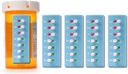 Take‑n‑Slide Peel and Stick Reusable for 12 + Refills, Pill/Medication/Vitamin/Pet Med Tracker & Reminder, Attach to Your Bottle, Organizer-Free, Curved‑Back (Blue, 5-Pack)