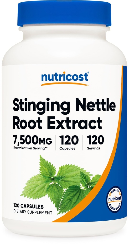 Nutricost Stinging Nettle Root Extract 7500mg ekwiwalent, 120 Kapsułki - Wegetariański Przyjazny, Nie-GMO, Gluten Free