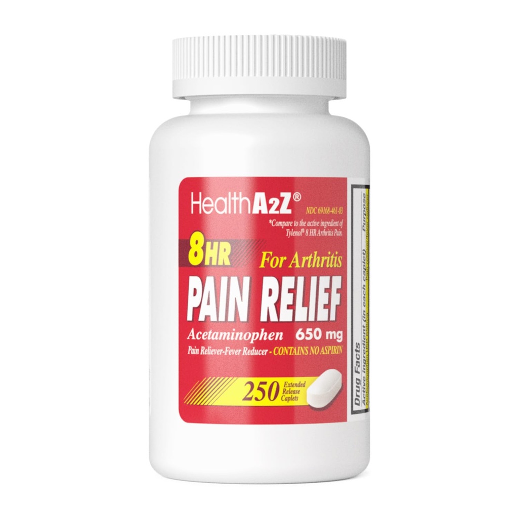 HealthA2Z ® Relief Pain Extended Release Distribution 124; Acetaminofen 650mg Distribution 124; 8 Hours Distribution 124; Artiritis Pain Distribution 124; Pain Reliever - Fever Reducer Distributor Distribution 124; zawiera nie aspirynę Distribution 124; (250 Kapletów)