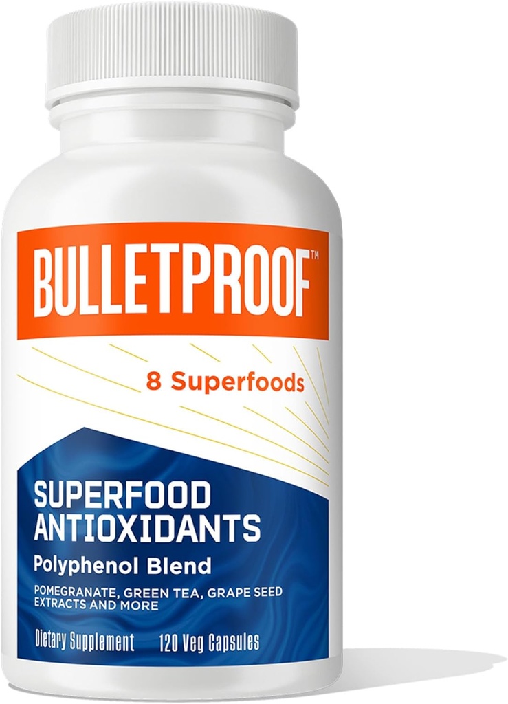 Kuloodporne antyoksydanty Superfood Kapsułki, 120 Kapsułki, Suplement do Walki Free- Radykale i Wsparcie Zdrowe Starzenie, Mieszanka polifenolu, Opakowania maja Wary