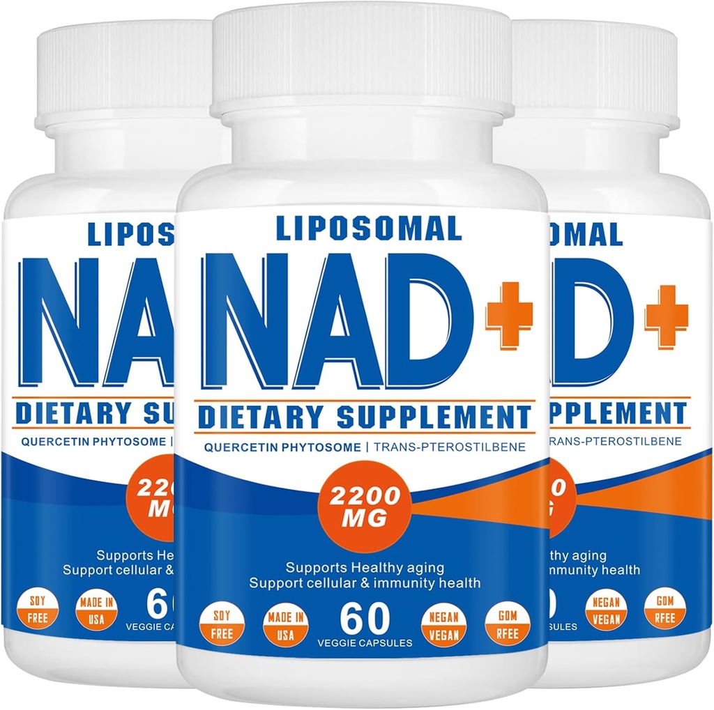 2200mg Liposomal NAD + Suplement, Suplement NAD do Energii Komórkowej, Starzenie Defese, 180 Kapsułki