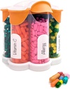 Extra Duży Pill Organizator Codziennie, Tygodniowy, Miesięczny Suplement Butelka, Cute Blossom Pill Dispenser z 7 XL Komory, Easy- Otwarte Pill Box dla witamin, Leki, Etykiety zawarte (Pomarańcza)
