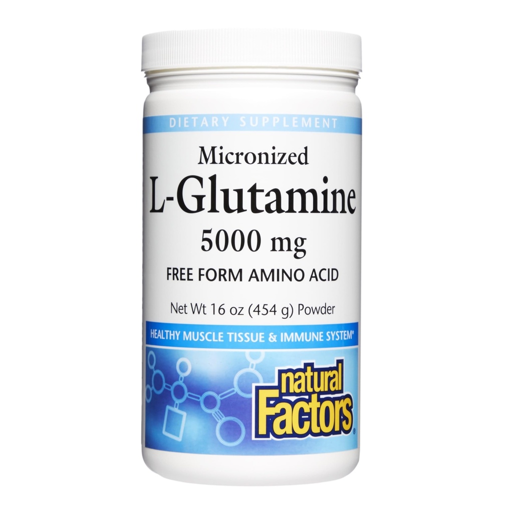 Naturalne czynniki Mikronizowane L- glutaminy 5000 mg Proszek - Łatwa absorpcja Gut Supplement Health Supplement - Proszek Amino Acid Supplement Supports Muscle Recovery - 16 oz (90 Servings)