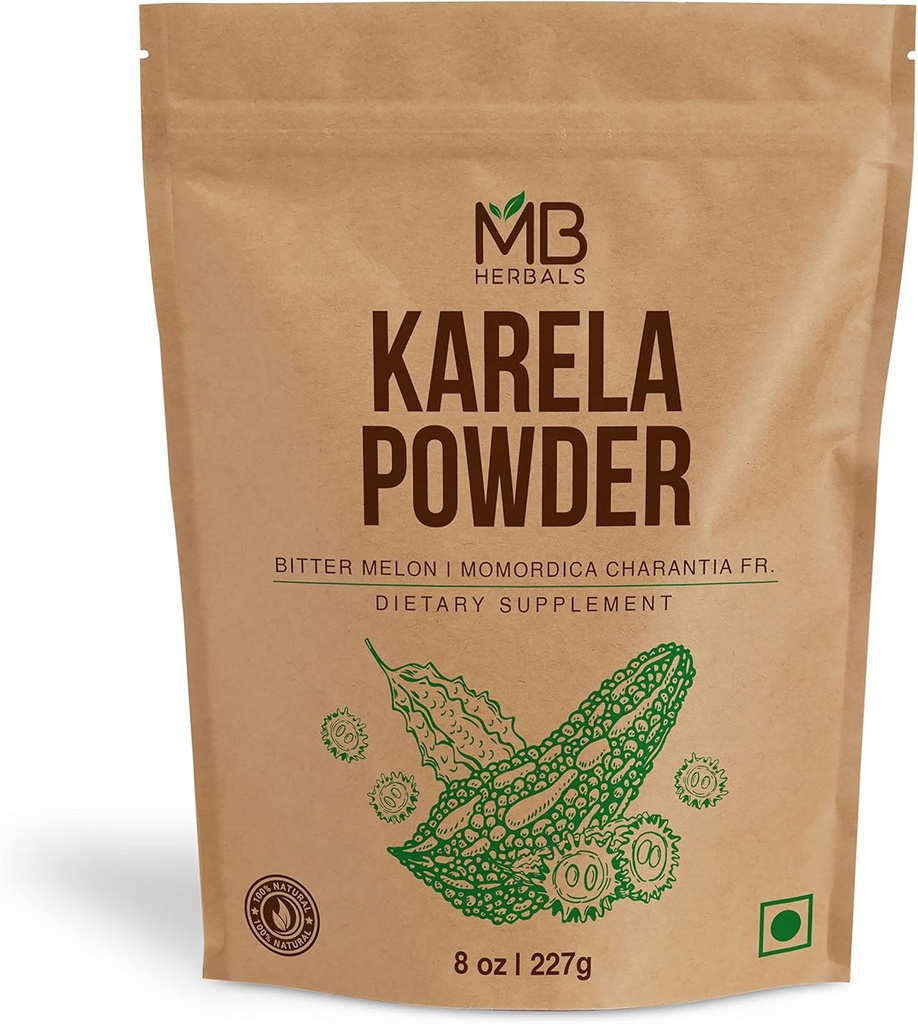 MB Herbals De- Seeded Karela Powder 8 oz / 227 Gram (0,5 lb) XI124; 100% Pure Bitter Melon Powder XI124; Momordica charantia Fr. XI124; Brak środków konserwujących bez glutenu GMO