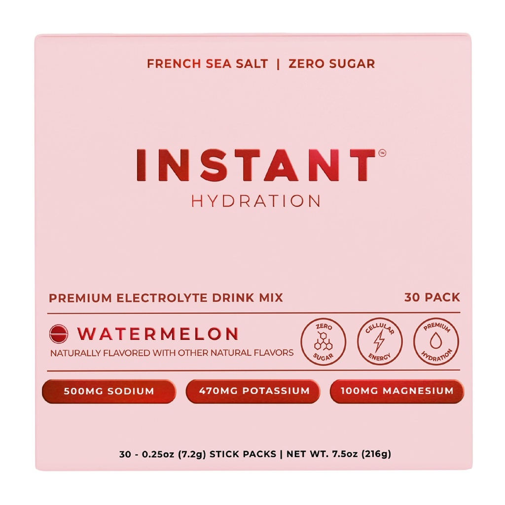 Instant Hydration Electrolytes w proszku Pakiety - Arbuz Electrolyte Drink Mix - Zero Sugar - Keto, Wegan, Gluten- Free, Non-GMO - Odzyskiwanie Boost, Zdrowie mózgu, Mięśnie i Tkanka Wsparcie - 30 Sticks