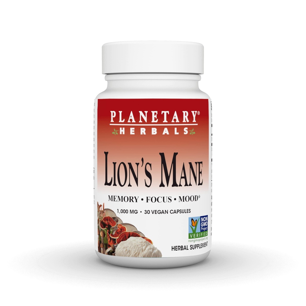 Planetarne Herbals Lwie 's Mane, for Memory, Focus, and Mood *, 1000 mg - 30 Vegan kapsułki
