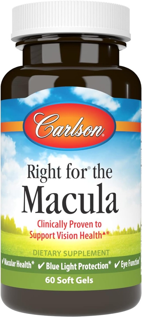 Carlson - Prawo do Macula, Klinicznie udowodnione do wspierania Vision Health, Macular Health, Blue Light Protection & Eye Function, 60 Softgels
