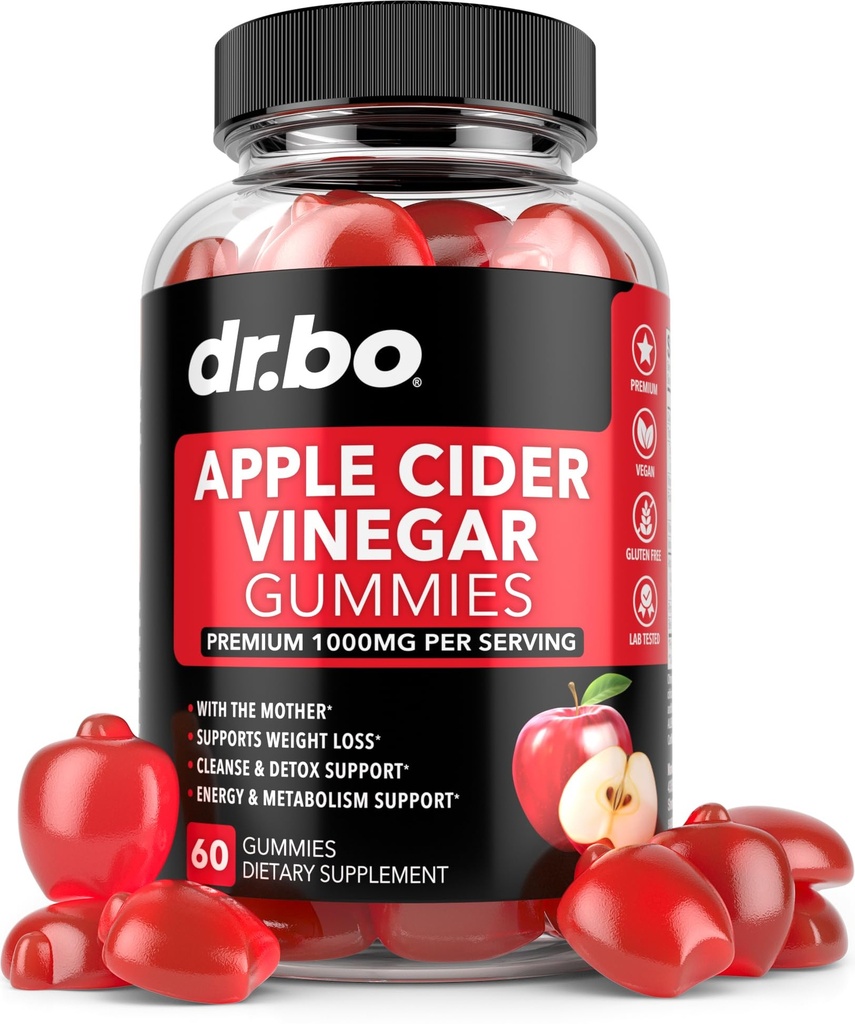 ACV Jabłko Cydr Gummies - Naturalne wsparcie dla zaawansowanych utraty wagi, Detox, Oczyszczanie, Przeżywienie Plus Gut Health - ACV Gummies Suplementy z 1000MG Jabłko Cydr Gummy z Matką