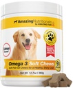 Amazing Omega 3 dla psów - Omega 3 Olej rybny dla psów Suplement do łagodzenia swędzenia skóry dla suchej skóry i gorących plam i płaszcza rozrzucania z EPA i DHA tłuszczowe kwasy - 90 Soft Chews Salmon