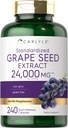 Ekstrakt Carlyle Grape Seed 24 000 mg równoważny 240 Kapsułki 124; Wyciąg o maksymalnej mocy znormalizowanej 124; Non-GMO, Gluten Free
