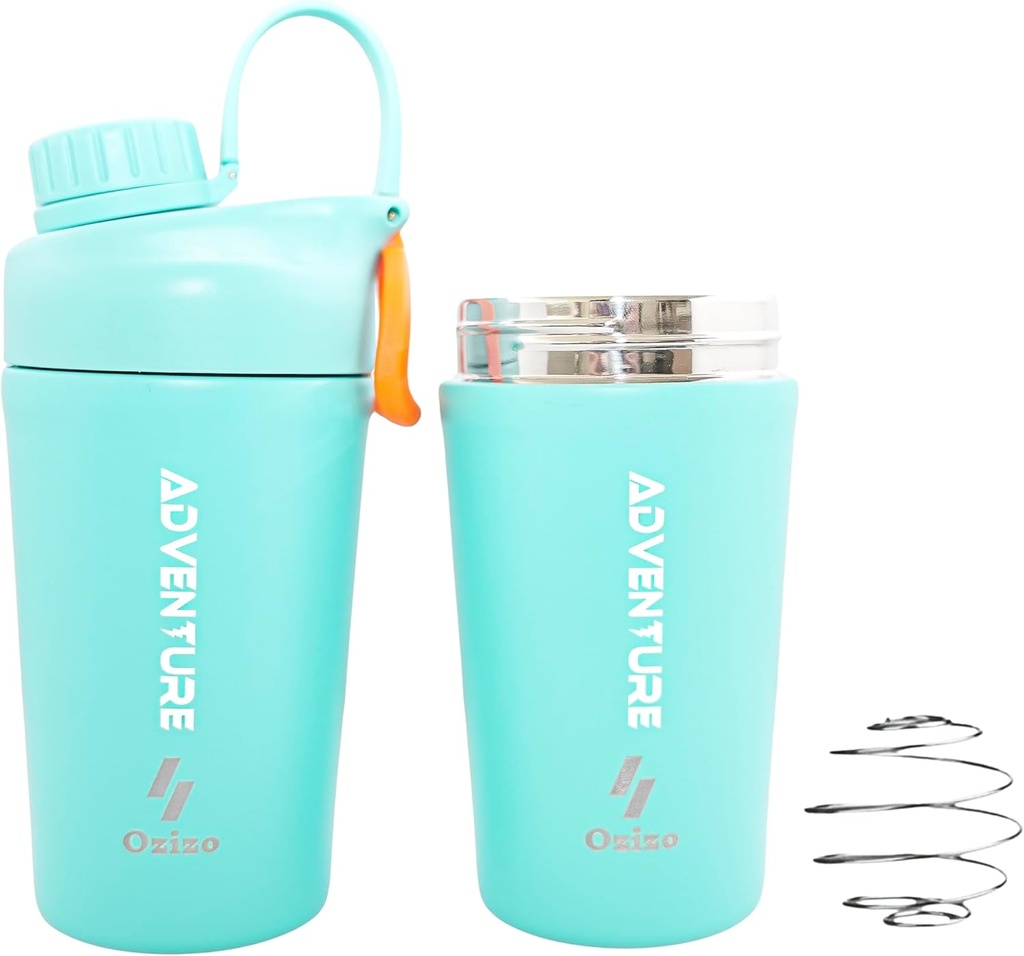 Ozizo Protein Mixing Cup for Protein Mixes, 20 Ounces Stainless Steel Protein Shaker Butelka, Izolated, Leak Proof, Odor Resistant, Small Cute Gym Mixer dla mężczyzn, Kobiety, Chłopcy, Dziewczyny, Gorące i zimne napoje
