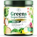 Zielony proszek Superfood - Premium Organic Super Zielone Sok w proszku - Pakowane z probiotyki, Trawa pszenna, Enzymy, Spirulina, Chlorella dla Digestive & Gut Zdrowie, Smoothie Drink Mix - 28 Słupki