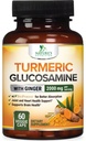 Kurkumina kurkuminowa suplement 2000mg - 95% Kurkuminoidy z Glukozaminą, Ginger & MSM, BioPerine Black Pepper dla najlepszej absorpcji, Natural 's Vegan Joint Support, Non-GMO, Butelkowane w USA - 60 Kapsułki