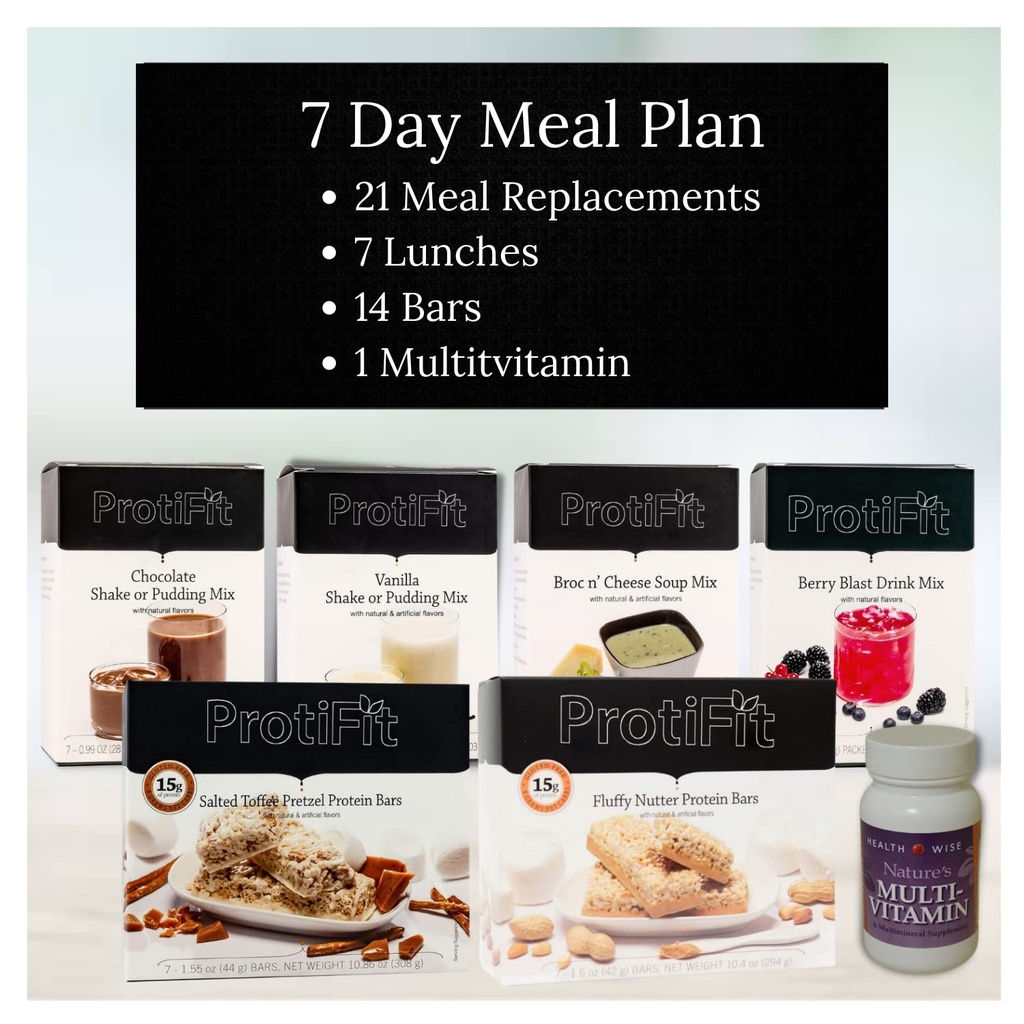 PROTIFIT - Zestaw startowy do wysokobiałkowego posiłku, 15 g suplementów proteinowych i przekąsek, 30 dni multiwitaminy, Idealna kompatybilność białka (7 Day Kit)