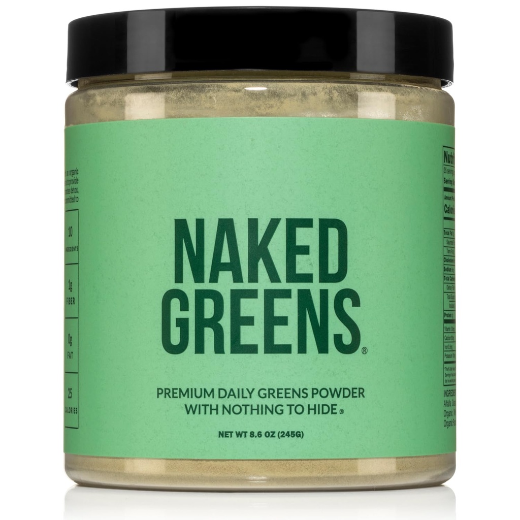 NAKED Super Zielone Proszek suplement Organic Zielonych - Tylko 10 Składniki Premium - Wegan, Non-GMO, Prebiotyczne i Probiotyczne - 35 Służenia