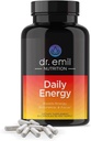 DR. EMIL NUTRITION Daily Energy Supplement - Sugar Free Energy Pills with 160mg Cafeline Per Serving - Energy Booster & Focus Supplement with Guarana Extract, L- Tauryne & L- Theanine