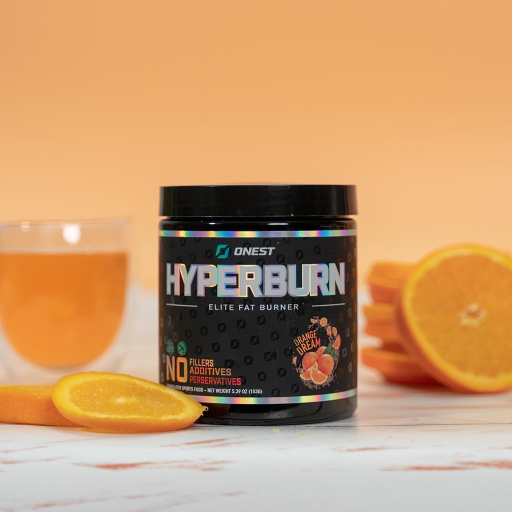ONEST Hyperburn Fat Burner Powder - 153g (30 Służenia), Zwiększona energia Boost & Performance Supplement Supplement Metabolic Booster & Sports Nutrition Powder dla mężczyzn i kobiet
