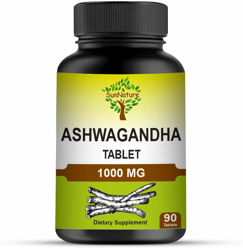 Tabletki Aszwagandha, 1000mg 124; 100% Natural Ashwagandha & Withanolide 124; Stress Relief Odmładza Umysł & Ciało Poprawia siłę i energię dla mężczyzn i kobiet 124; 90 Tabletki, 45 Days Supply