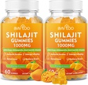 2 Pakiety Shilajit Gummies 1000mg Sugar Free - Shilajit Supplement for Men & Women - High in 85 + Ślad minerałów i kwasu Fulvic - Energia, Mózg, Immunitet - 120 Gummies
