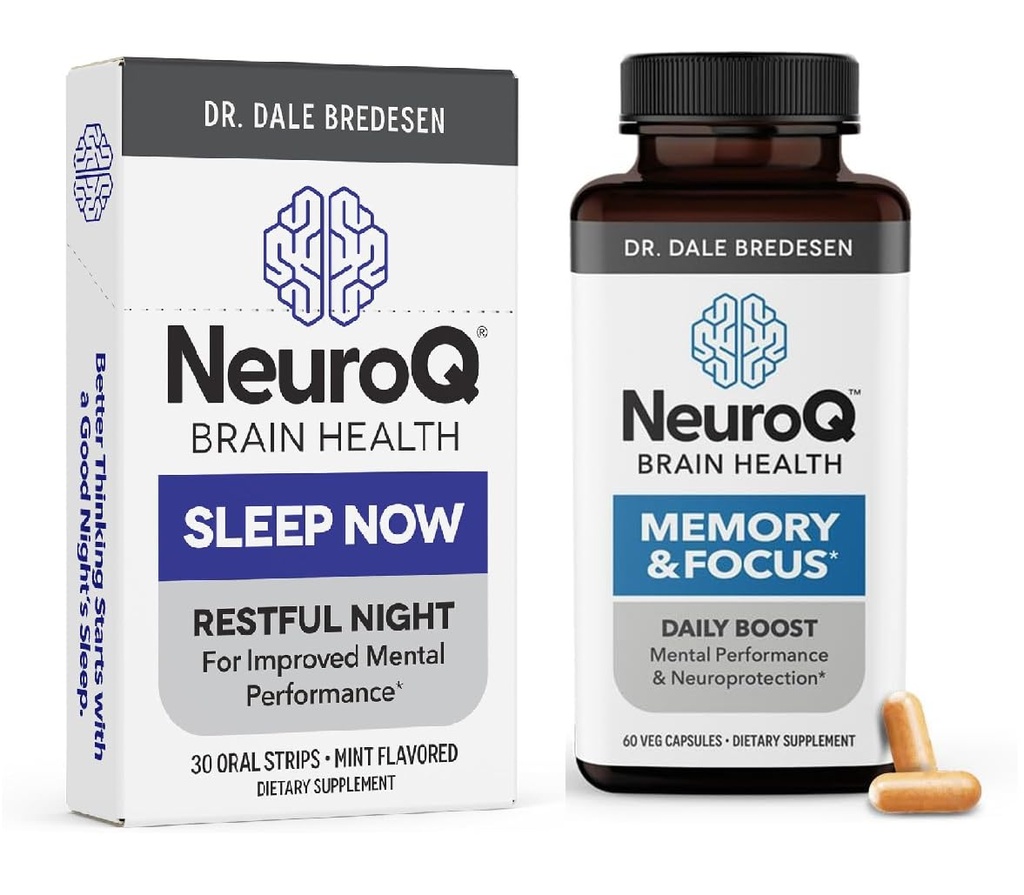 LifeSeasons NeuroQ Memory & Focus with SleepNow Strips - 24 / 7 Brain Health Support - Poprawa funkcji snu kognitywnego - 30 Day Supply