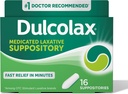 Dulcolax Stymulant Laxative Medicated Supposeria, Przewidywalne i skuteczne Zaparcia Relief, Bisacodyl 10 mg, 16 Liczba