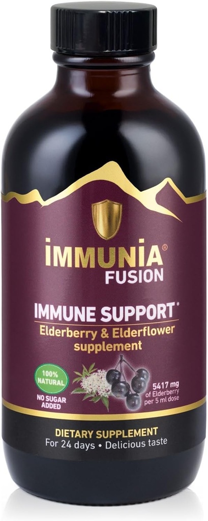 Immunia Fusion - Wzmocnić swoje immunologiczne wsparcie. Silna formuła Made with elderberries, elderflowers, and Blue Fruits Rich in polyphenols. Koncentrat przeciwutleniający Formuła. (1- Pack)