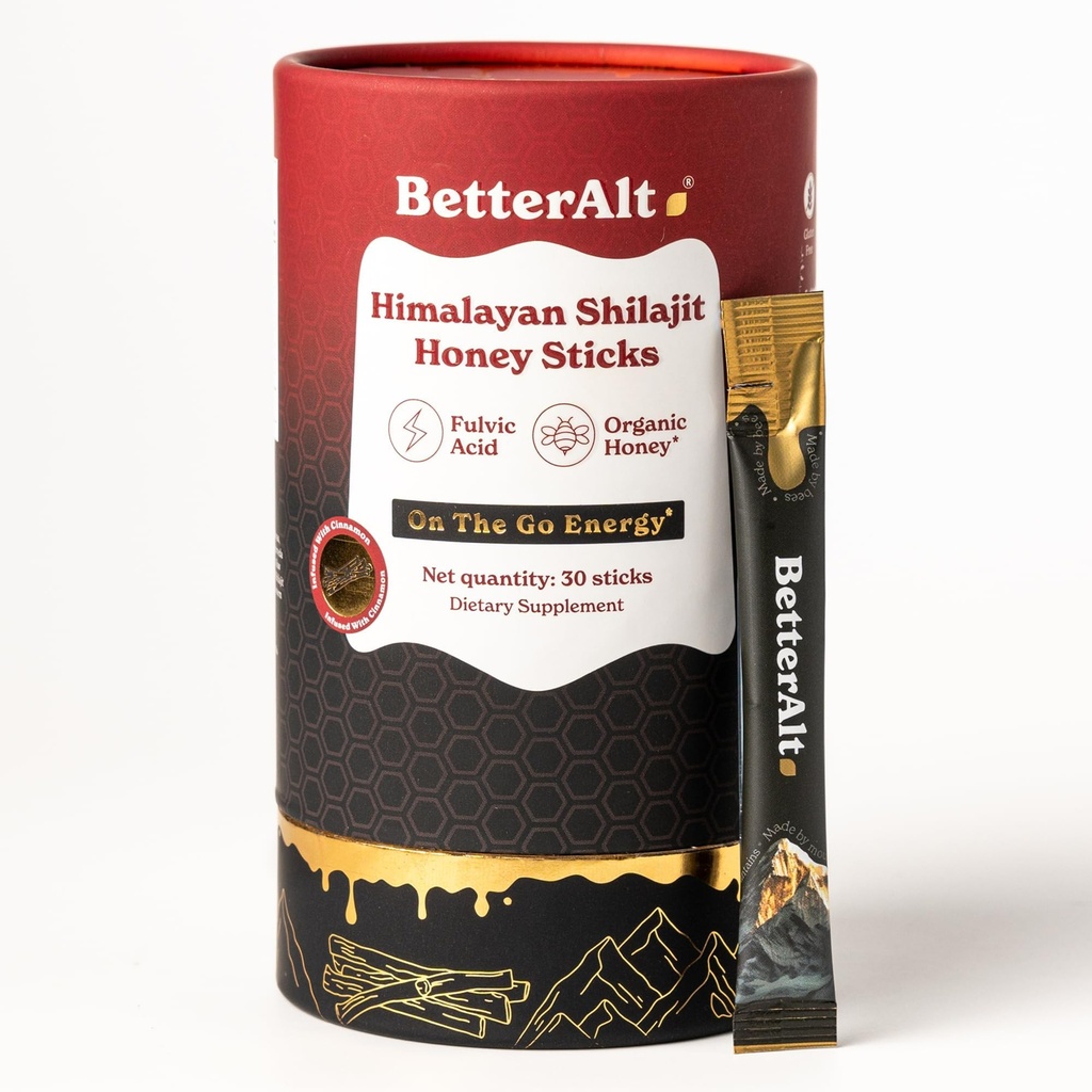Lepsze Alt Pure Himalayan Shilajit Cynamon Miód kleszcze z organicznym miodem 124; Łatwe do spożycia Shilajit 124; 30 Sticks for Energy Boost & Wsparcie immunologiczne, 85 + Ślad Minerałów, 75% + Kwas Fulvic