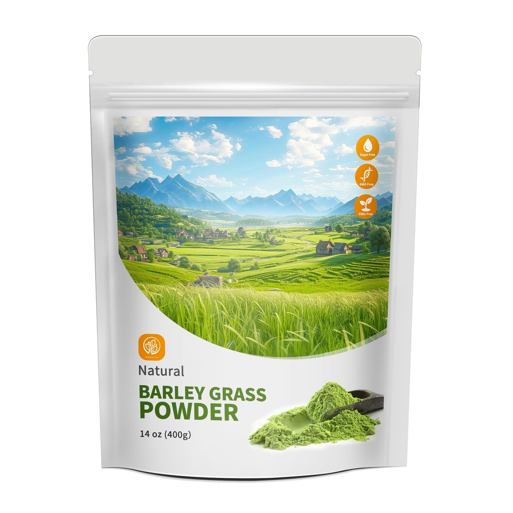 Hudetex Barley Grass Sok w proszku 14 oz - 100% Czysty Wheatgrass Proszek, Wspomaga sercowo-naczyniowe, Wątroba i trawienie funkcji, Wegan, Nie Maltodekstryna i cukier.