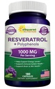 aSquared Nutrition Natural Resveratrol with Red Wine Extract - 180 Capsules - Trans Resveratrol Antioksydant Supplement Pills for Pure Heart Health - Extra Siła Trans- Resveratrol