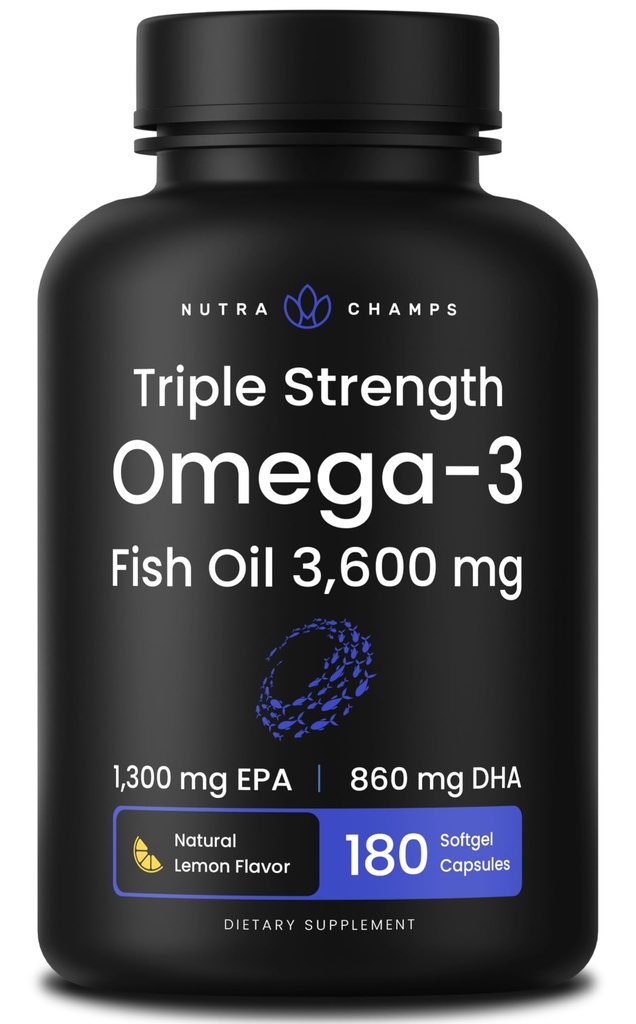 Triple Force Omega 3 Fish Oil 3600 mg Equipment 124; EPA & DHA Equipment 124; 180 Softgels Equipment 124; Burless Fish Oil Supplement, Wild Caught Equipment 124; Ponad 2100mg Omega-3 Kwasy tłuszczowe Suplementy 124; Natural Lemon Flavor Omegas 3 Pigułki