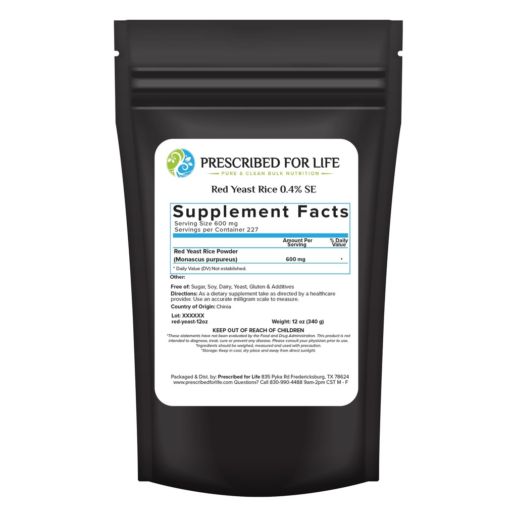 Przepisany na dożywotnie Red Yeast Rice Powder, Red Yeast Rice Supplement to Support Health, Vegan, Gluten Free, Non GMO, Montevideo purpureus (12oz / 340g)