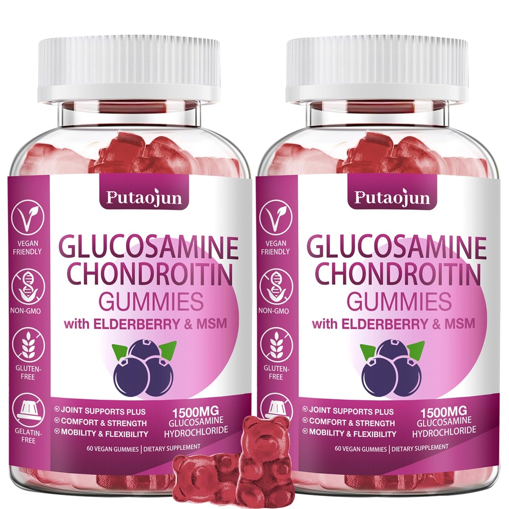 Glukozamina Chondroitin Suplementy z MSM & Elderberry Breats 124; Glukozamina Chondroitin Gummy dla dorosłych i kobiet Men Breats 124; Glukozamina Chondroitin Gummies Dodatkowa siła 124; Suplement Joint Supplement Breath 124; 2 Pack