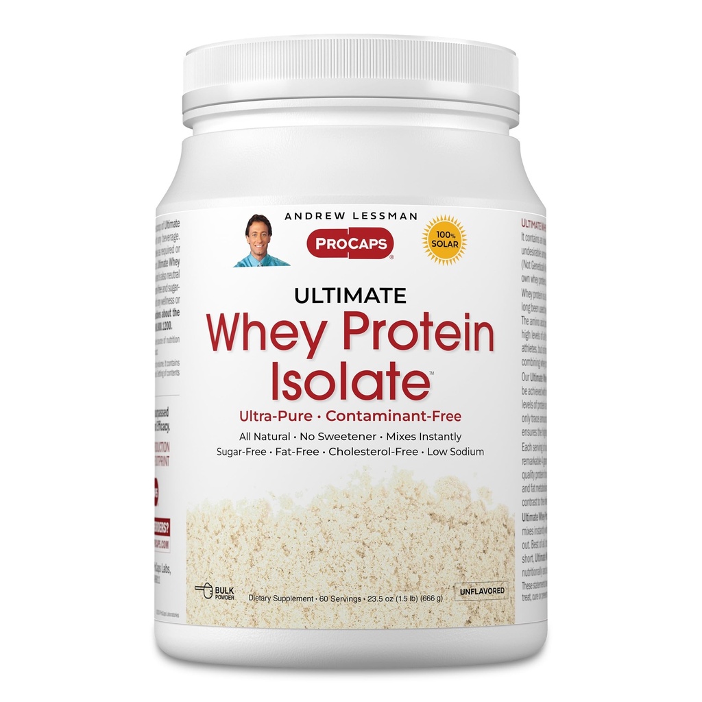ANDREW LESSMAN Ultimate Whey Protein Isolate 60 Służenia - Wsparcie Recovery Workout i Lean Muscle Non-GMO, No Added Flavors, Fat- Free, Cukier i Sweetener- Free, Certified Kosher. Brak dodatków