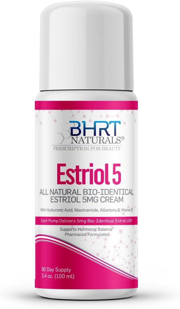 Estrogen Cream for Women Menopause Relief - All Natural Bioidentimal Estriol Cream - Hormon Balance BHRT - Farmaceutyczny, Professional Grade - Made in USA, White