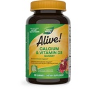 Nature 's Way Alive! Gummeje wapniowe do żucia z witaminą D3, suplement dzienny wspomaga zdrowe kości i zęby, a mięśnie Funkcje *, truskawka i Raspberry- Lemoniada Flavored, 60 Gummies
