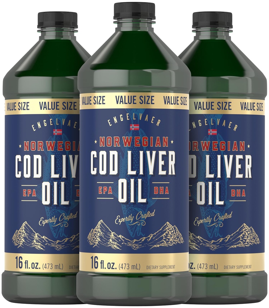 Carlyle Norwegian Dorsz Oil Liver 124; 16oz Oil 124; Pakiet 3 Butelki Olejki 124; Płynne nieflaworyczne Suplement oleju rybnego Amend124; Non-GMO, Gluten Free