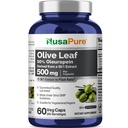 NusaPure Olive Leaf 50: 1 Extract, 500 mg ekwiwalent 25,000 mg - 50% Oleuropein Vegan / Vegetarianin - Super Siła No Oil 60 Kapsułki