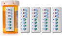Pobierz-n-Slide Peel i Stick wielokrotnego użytku do 12 + Napełnianie, Pill / Medication / Witamina / Pet Med Tracker & Reminder, Dołącz do swojej butelki, Bez organizer, Zakrzywione-Back (Biały, 5-Pack)