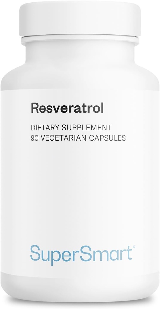 Supersmart - Resveratrol 40 mg na dzień (Well- Tolerated) - Organic Red Grapes Extract - High Potency Resveratrol Supplement Agregable 124; Non- GMO & Gluten Free - 90 Kapsułki wegetariańskie