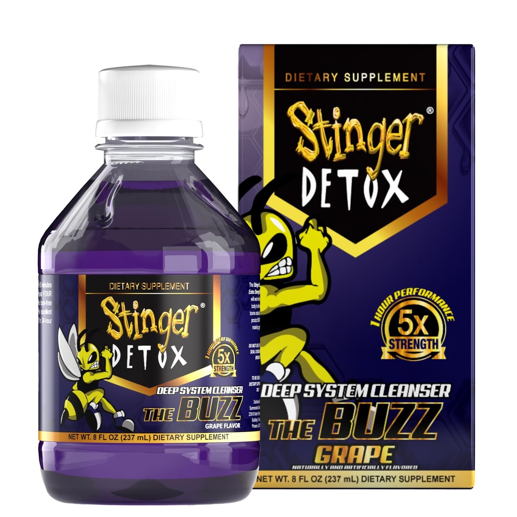 Stinger Detox Buzz 5X Ekstra napój siłowy - Flavor winogronowy - 8 FL OZ - 2 opakowania