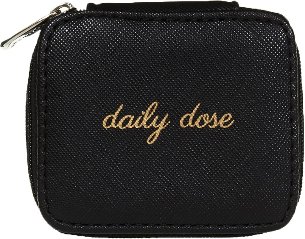 Miemica Zippert "Daily Dose" Pigułka z 8-dniowym usuwalnym plastikowym organizatorem, czarny, 3,5 "L x 2,75" W x 1,25 "H - Keep your Vitamin and Pills Organizowane - Compact i Sleek Pill Box